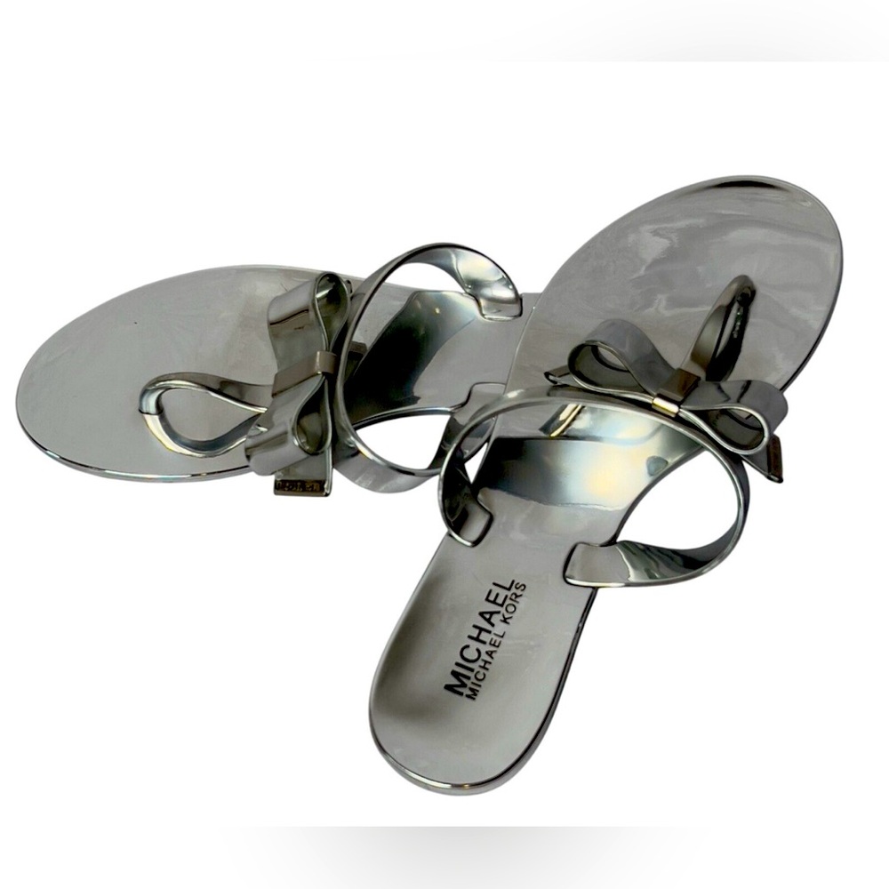 Michael Kors Metallic Silver Bow Sandals